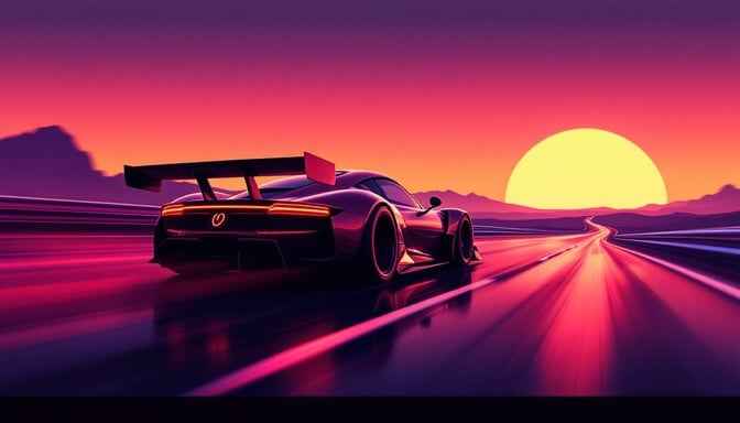 Sunset Racing Silhouette