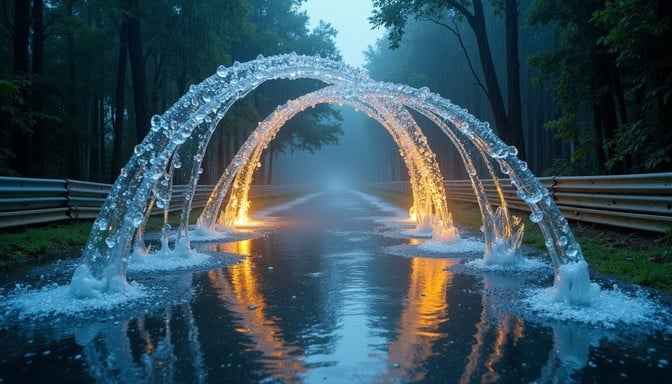 Illuminated water arches Illuminated water arches