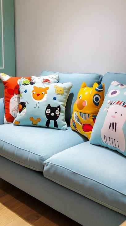 Colorful cushioned sofa