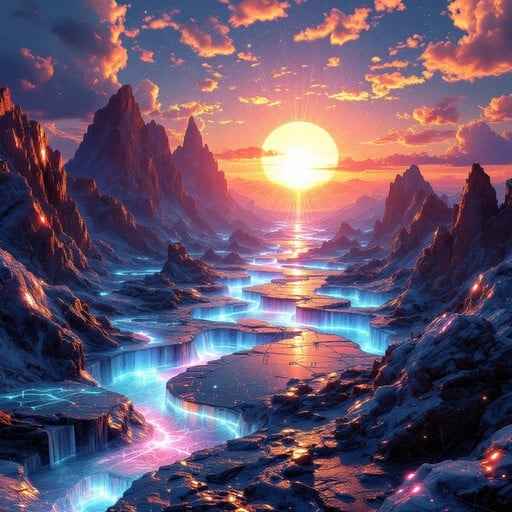 Quantum Sunset River