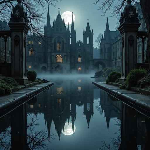 Gothic Moonlit Reflection