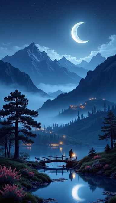 Moonlit Mountain Serenity