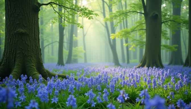 Misty Bluebell Forest