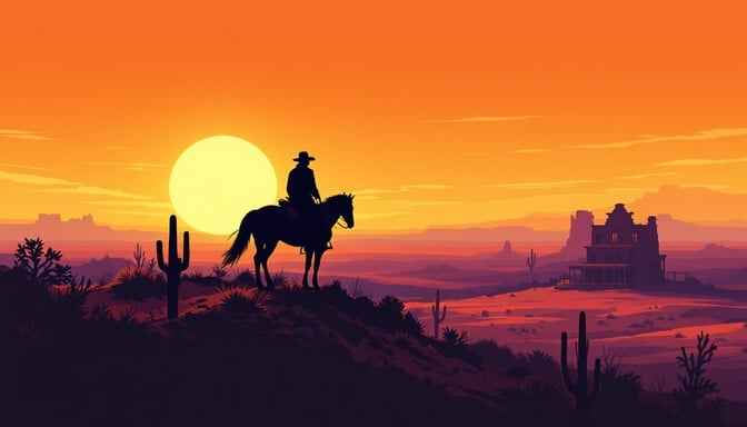 Sunset Cowboy Silhouette