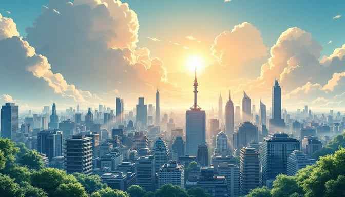 Sunlit Anime Metropolis