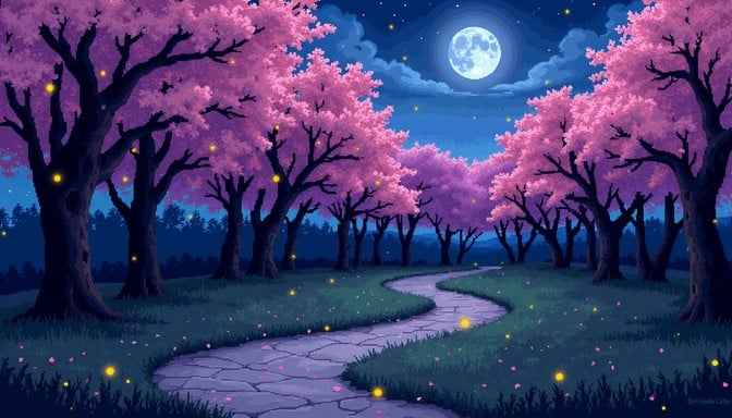 Moonlit Cherry Path Moonlit Cherry Path