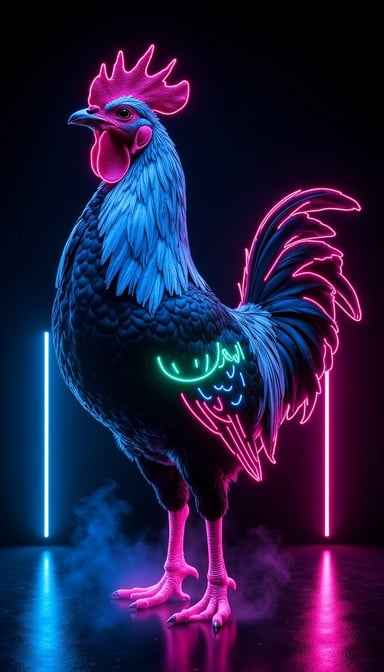 Neon Cyberpunk Rooster Neon Cyberpunk Rooster