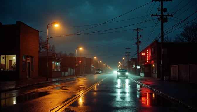 Rainy nocturnal streetscape Rainy nocturnal streetscape