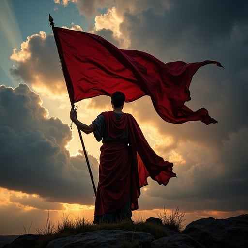 Flag bearer silhouette Flag bearer silhouette
