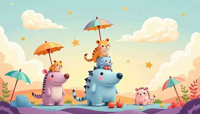 Playful Animal Tower