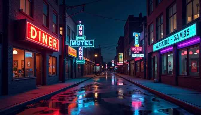 Neon Alley Reflections