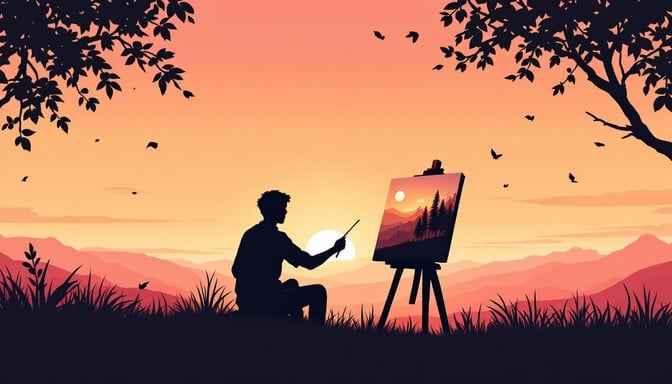Artist Painting Sunset