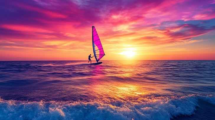 Vibrant sunset sailing Vibrant sunset sailing
