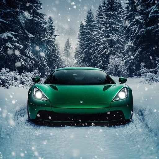 Green car winter Green car winter