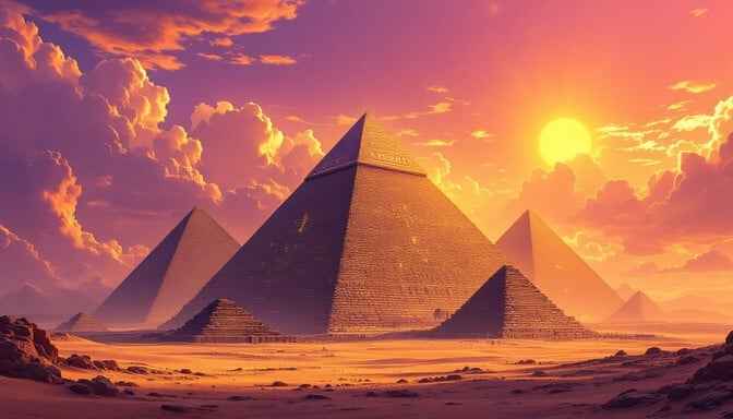 Pyramids At Sunset Pyramids At Sunset