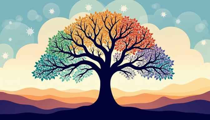 Colorful Tree Silhouette