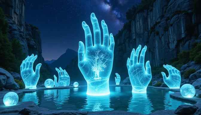 Luminous Hand Sculptures Luminous Hand Sculptures