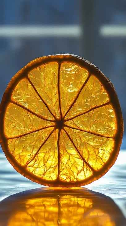 Illuminated orange slice Illuminated orange slice