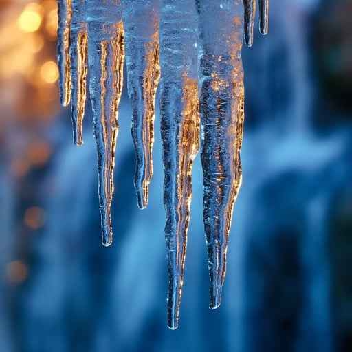 Glistening icicle drips