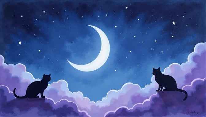Moonlit Feline Silhouettes Moonlit Feline Silhouettes