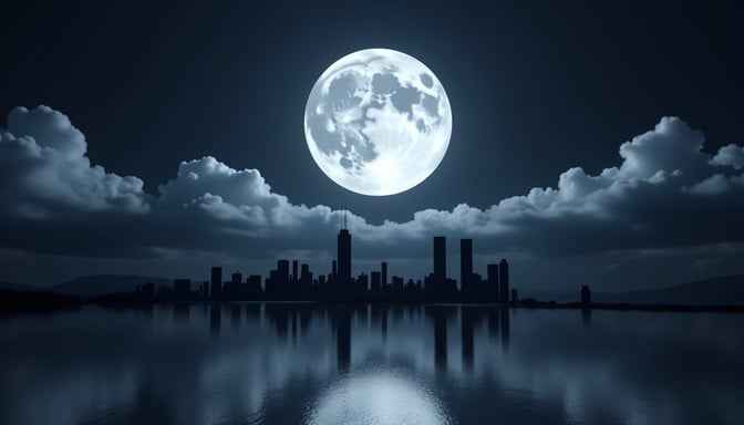 Moonlit Urban Reflection