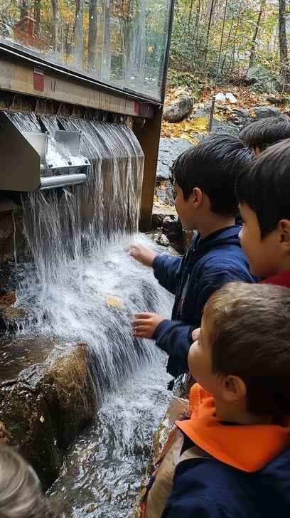 Children exploring water