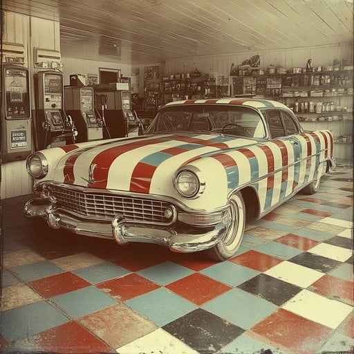 Vintage Striped Car Vintage Striped Car