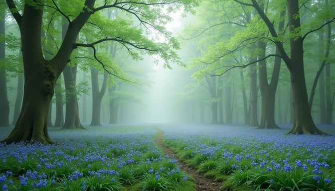Misty Bluebell Forest