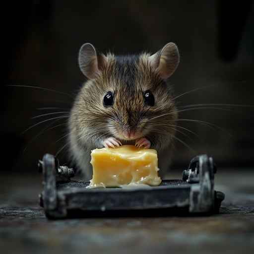 Mouse eating cheese