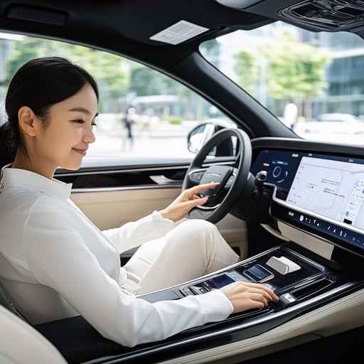 Driving modern car Driving modern car