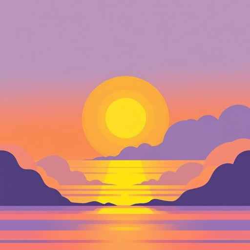 Geometric Sunset Scene
