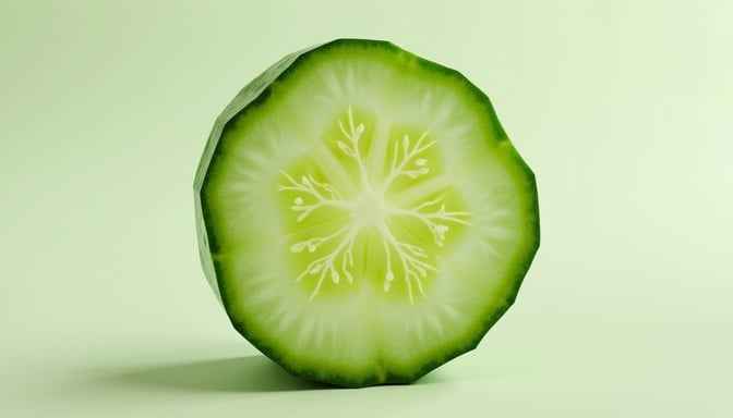 Translucent cucumber slice