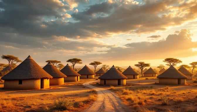 African Village Sunset African Village Sunset
