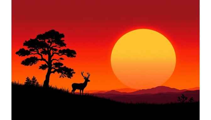 Sunset Deer Silhouette Sunset Deer Silhouette