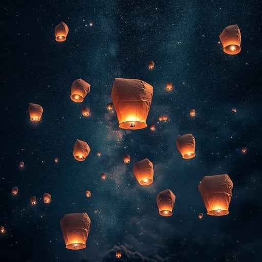 Sky lanterns ascending