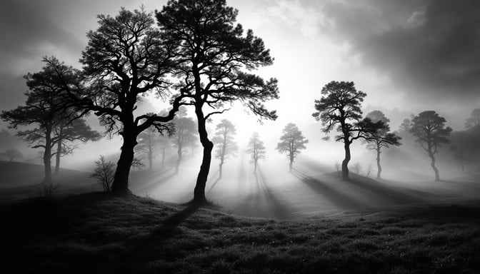 Misty Forest Silhouettes