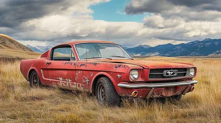 Abandoned vintage Mustang