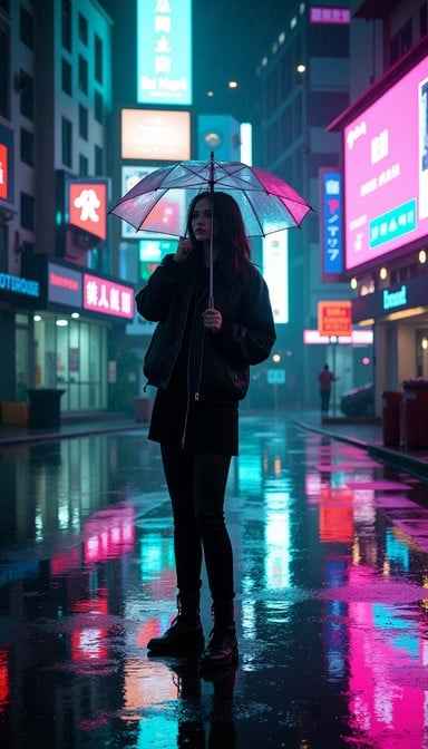 Neon Rain Silhouette Neon Rain Silhouette