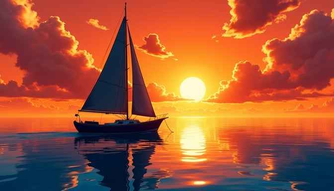 Sunset Sailing Silhouette