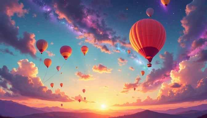Balloons At Sunset Balloons At Sunset