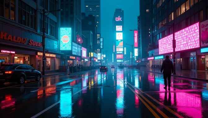 Neon Rain Reflections