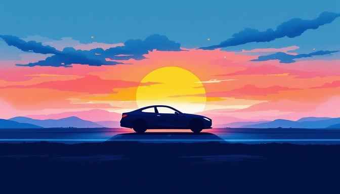 Sunset Car Silhouette