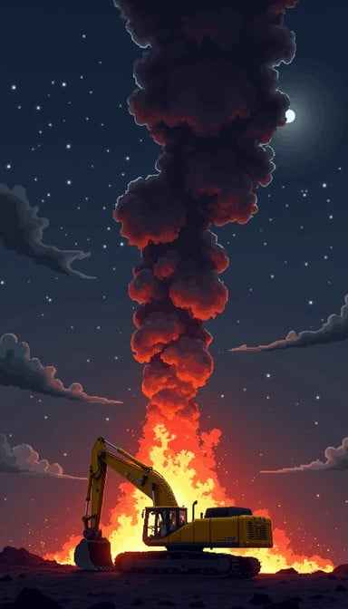 Inferno Engulfs Excavator Inferno Engulfs Excavator