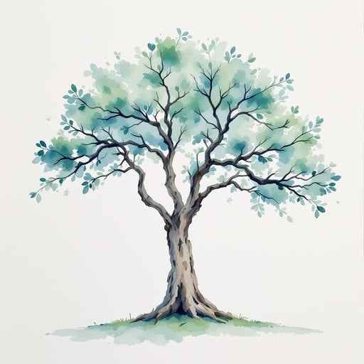 Serene Watercolor Tree Serene Watercolor Tree