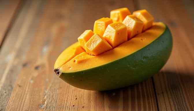 Cubed mango half