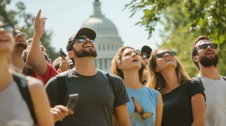 Tourists admiring architecture
