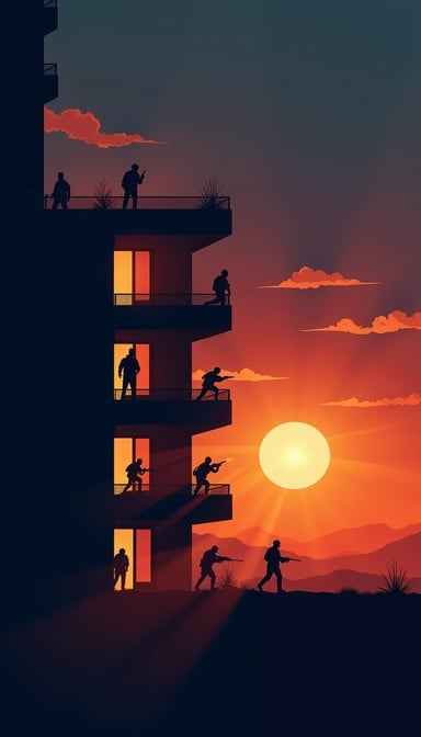 Sunset Building Silhouettes Sunset Building Silhouettes