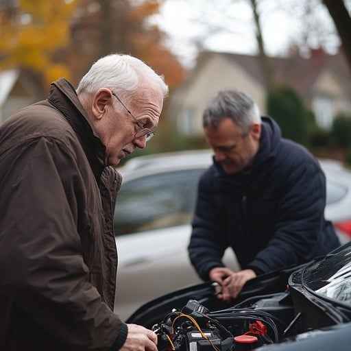 Men fixing car Men fixing car