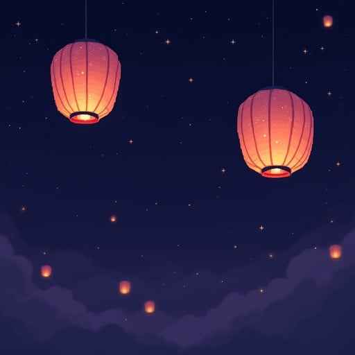 Glowing Sky Lanterns