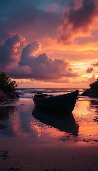 Sunset Boat Reflection